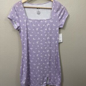NEW SO Summer Bodycon Mini Dress  Purple Butterfly Kawaii Coquette Summer Size M